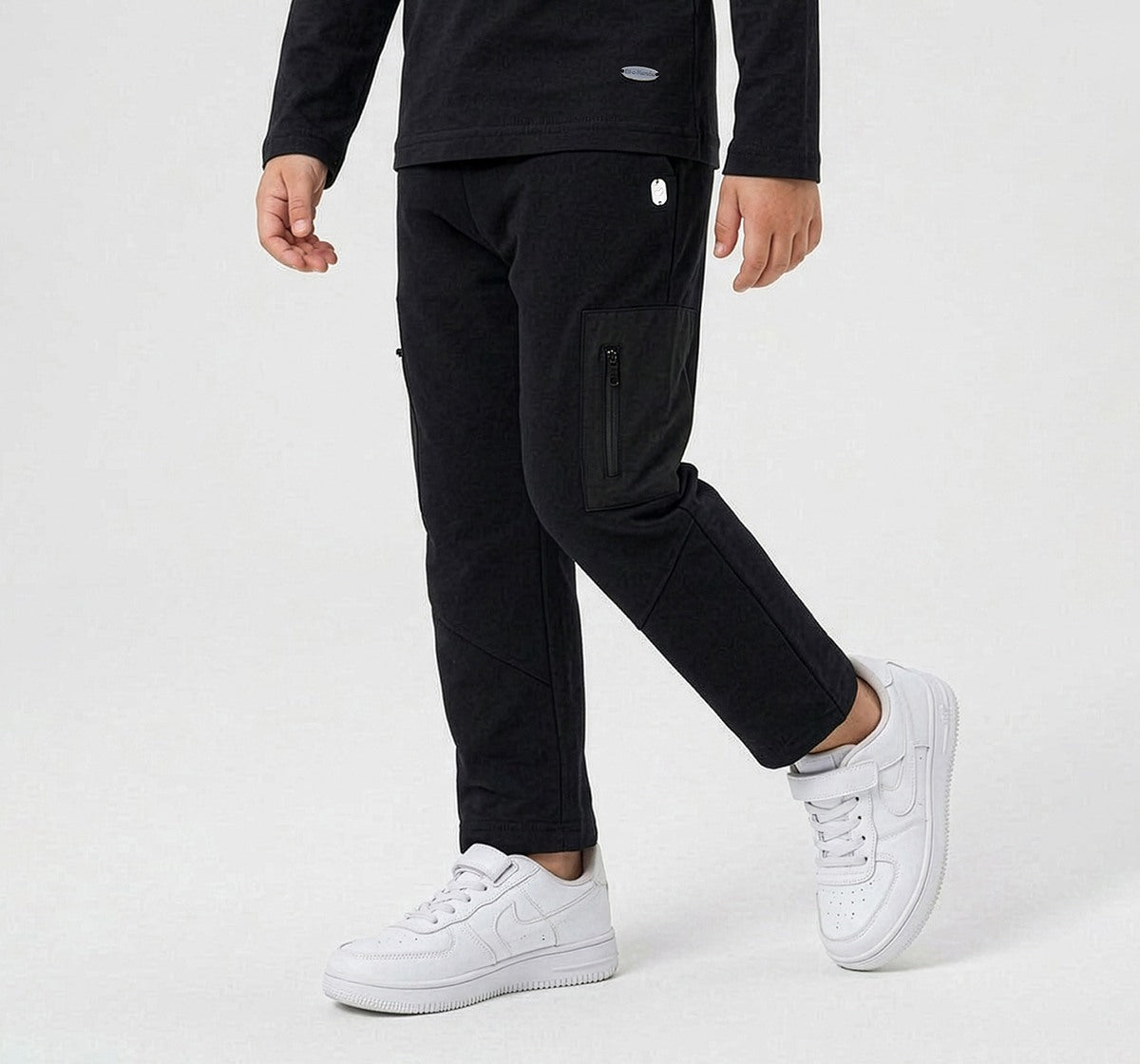 Knit Jogger with Cut and Sew Detail Black