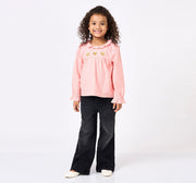 Lurex Stripe Top with Lurex Heart Emb Peach