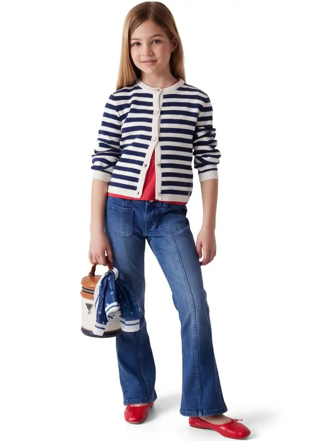 GUESS Girls Regular Fit Mid-Rise Light Fade Blue Jeans