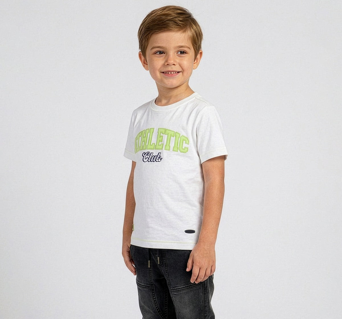 Half Sleeves T-Shirt with Applique White