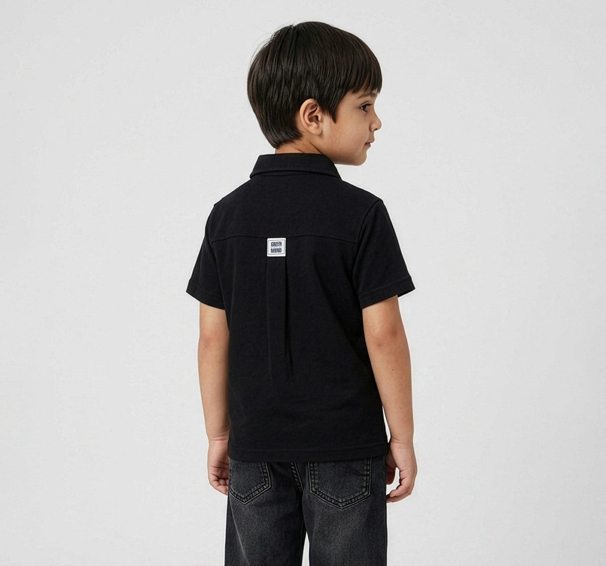 Knitted Half Sleeves Shirt Black Half