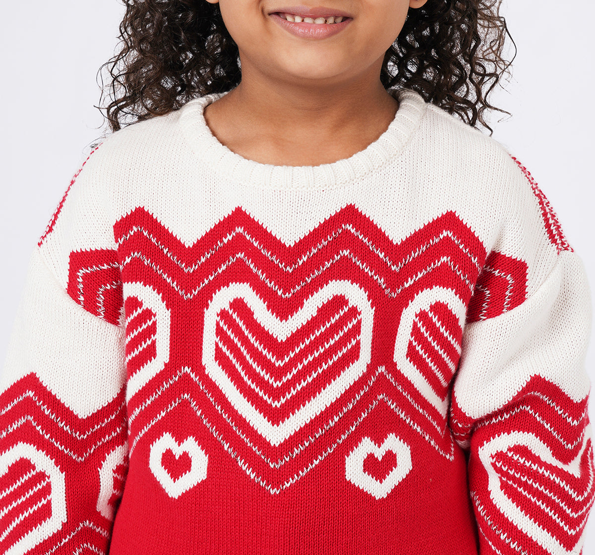 Sweater with Heart Jacquard Red