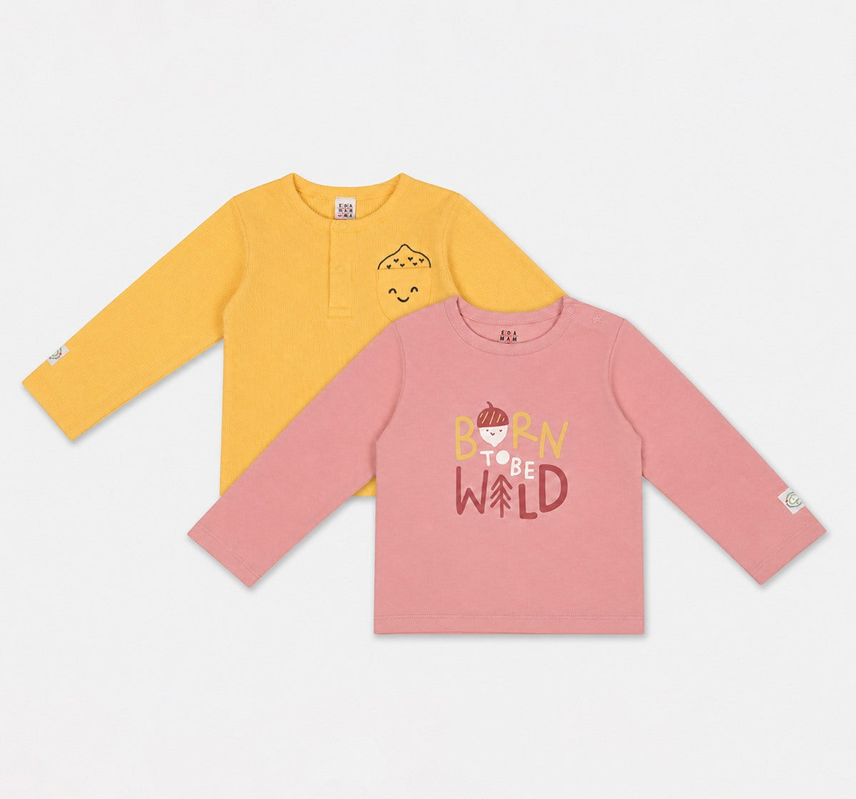 Full Sleeve Tees Multi Pack of 2 Waffle+Interlock