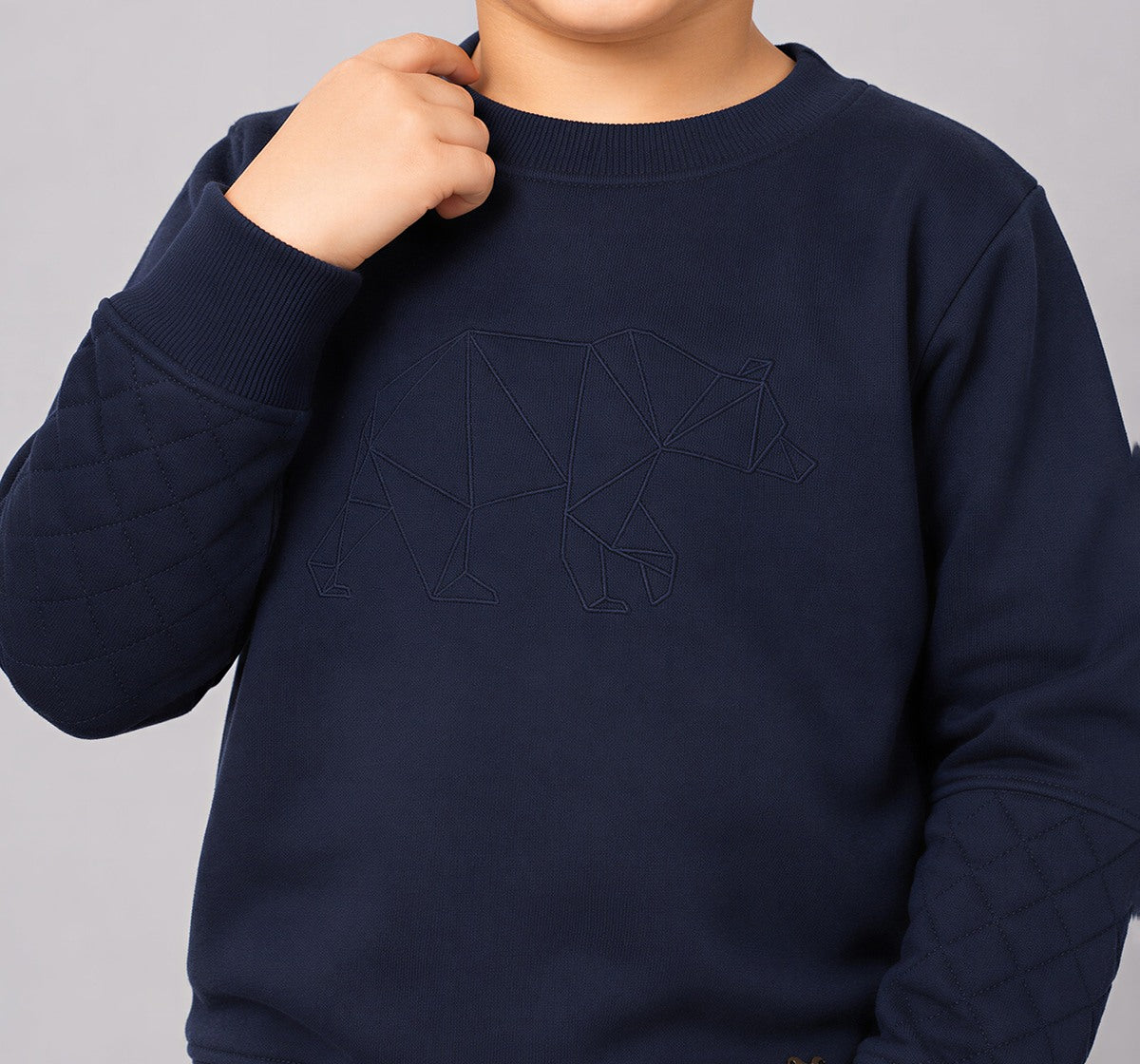 Boys Navy Embroidered Bear Regular Fit Sweatshirt