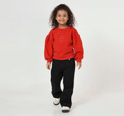 Lurex Looper Sweatshirt with Embroidery Red