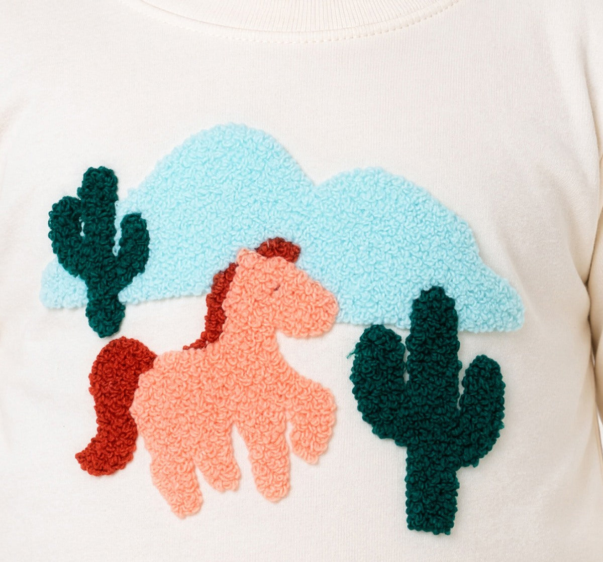 Tee with Terry Embroidery Cream