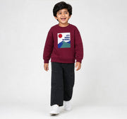 Knit Sweatshirt with Applique Patch Maroon