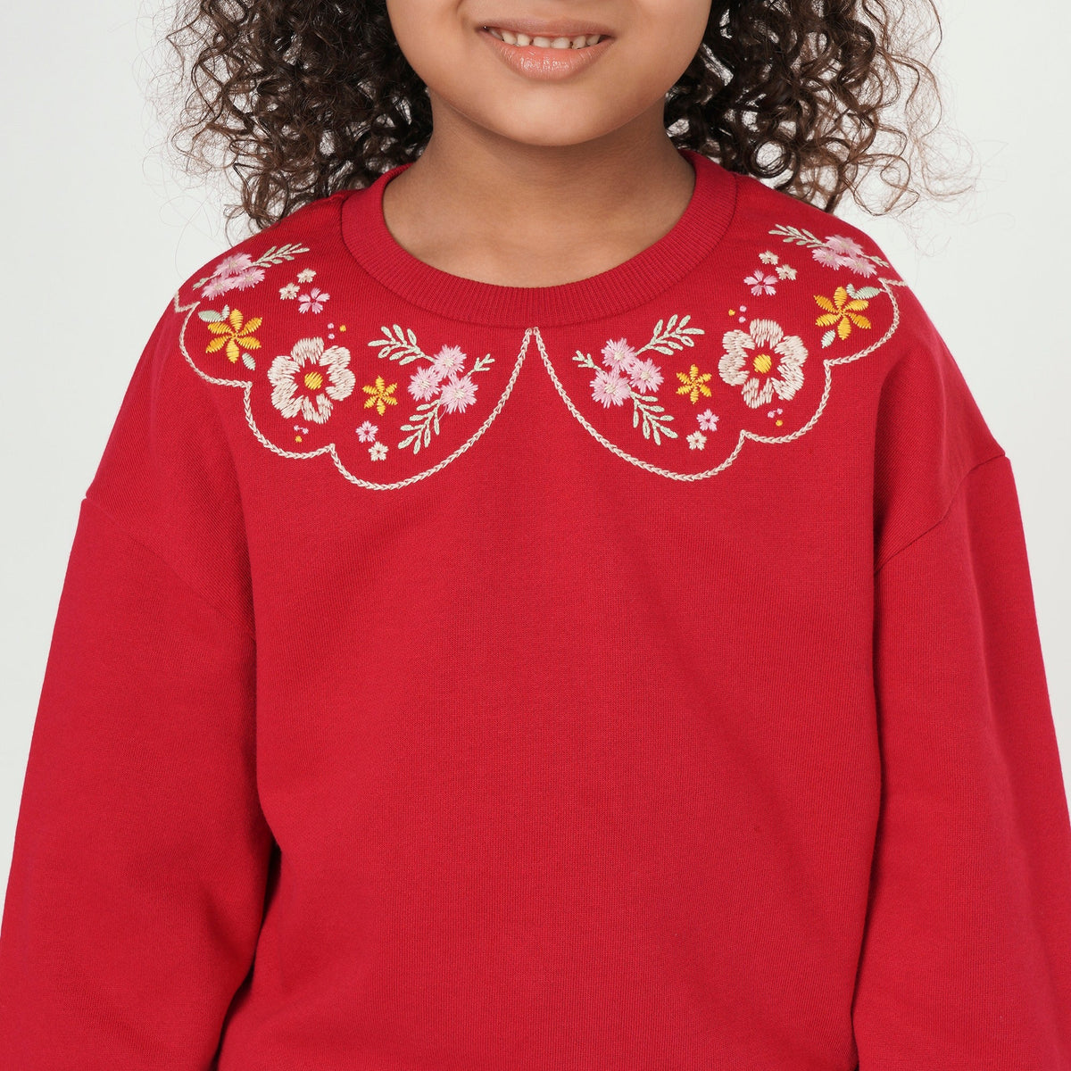 Sweatshirt with Mock Collar Emb Burgundy
