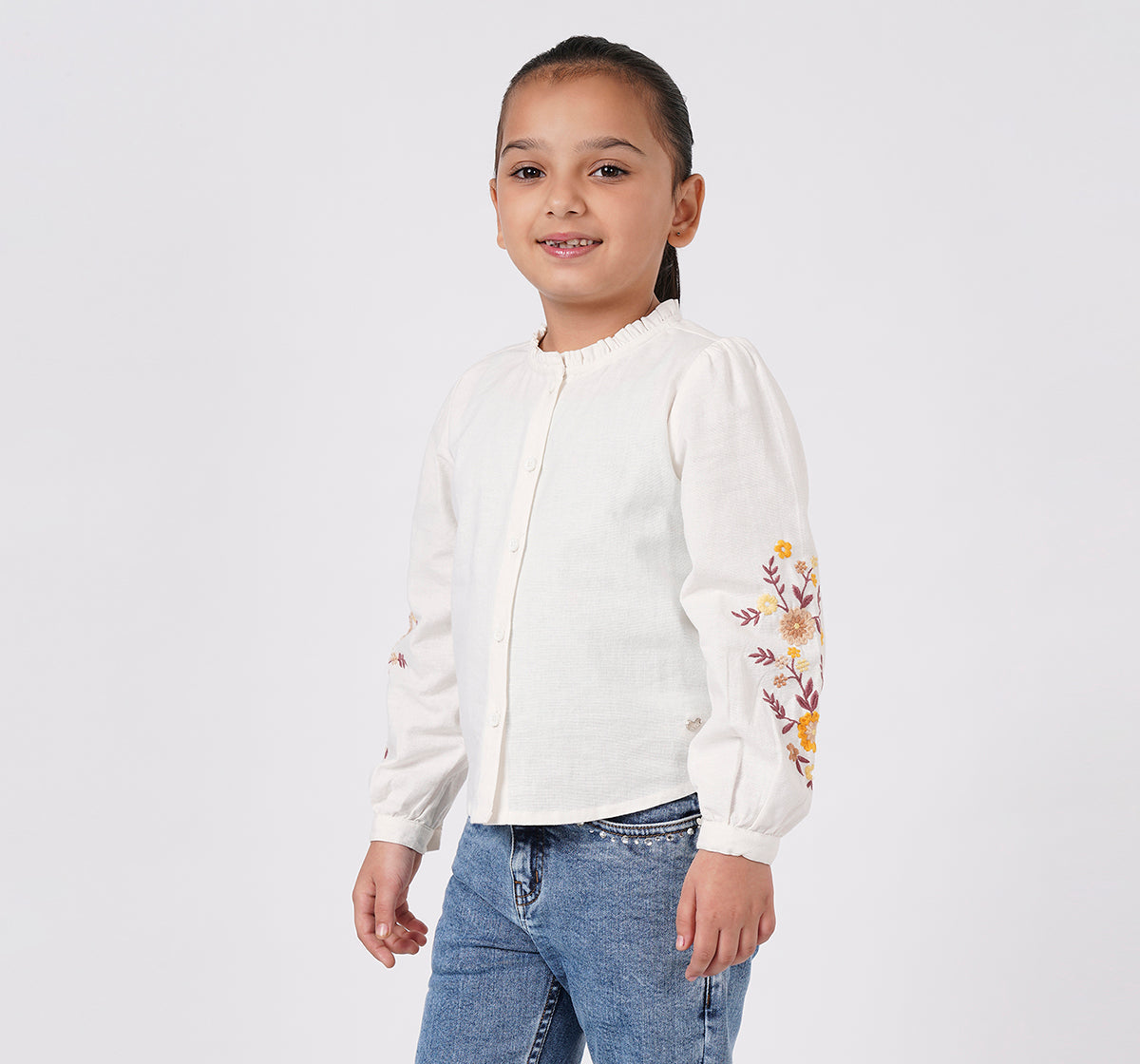 Shirt with Embroidery On Sleeve Red