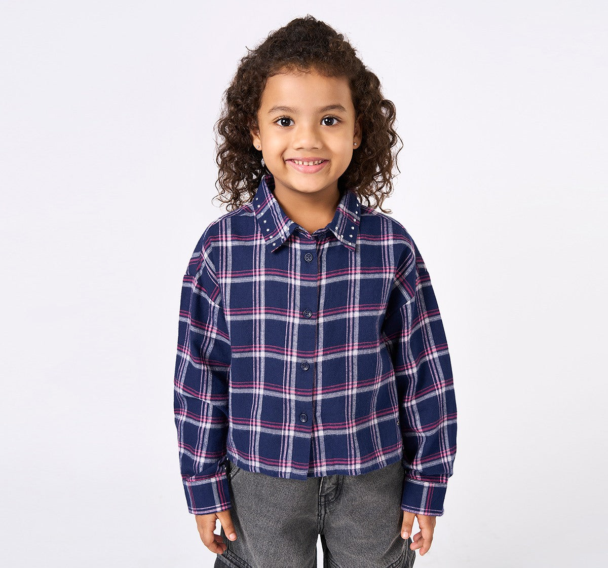 Y/D Check with Silver Lurex Shirt Blue