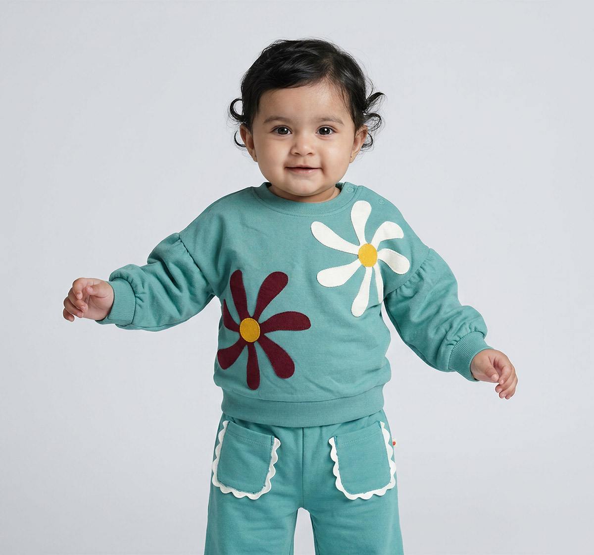 Sweatshirt Applique Embroidery Teal