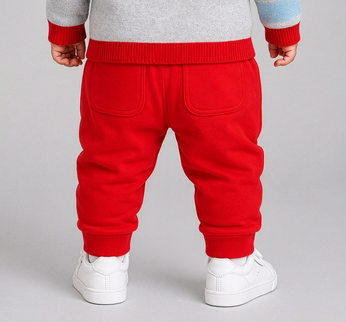 Knit Joggers with Pocket Detail Red